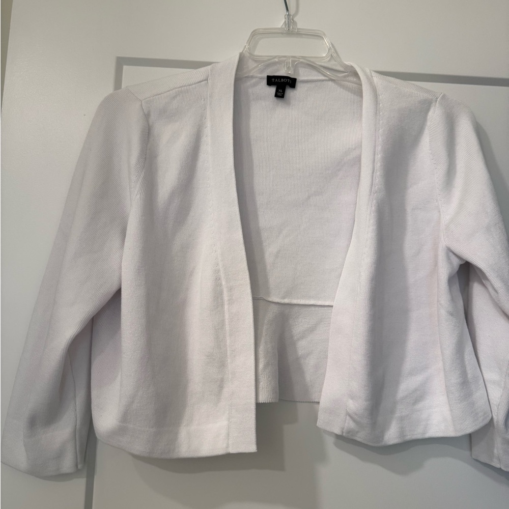 Talbots Women's White Open Front Shrug